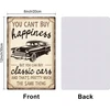 Globleland metalinis ženklas "you Can't Buy Happiness" su klasikiniais automobiliais, vintažinis metalinis ženklas 30×20 cm, juokinga sienų dekoracija namams, ūkiui, barui, kavinei, klubui