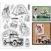 Globleland silikoninis antspaudas "keliaujanti moteris": karavanas, palapinė, skaidrus antspaudas moterims, skirtas kortelių gamybai, "pasidaryk pats" scrapbooking amatams