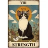 Globleland vintažinis metalinis ženklas "viii Strength" su kačių Taro kortų menu retro stiliaus skardos ženklas 30 x 20 cm juokinga sienų dekoracija metalinis skardos ženklas namų ūkio baro kavinės dekoravimui