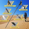 Glymnis trekingo lazdos, reguliuojamos vaikščiojimo lazdos iš 7075 aliuminio, 110-130 cm, su užspaudžiamu užraktu ir 4 poromis guminių antgalių trekingui