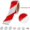 Goiehir 12 m x 5 cm atšvaitinė juosta, lipni atšvaitinė juosta, raudona / balta, įspėjamasis lipdukas, atšvaitinė juosta, įspėjamajam žymėjimui, sauga