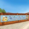 Goldenland Oktoberfest dekoratyvinė reklaminė juosta, bavariška Oktoberfest vakarėlio dekoracija, mėlyna/balta su girlianda, 300 x 50 cm