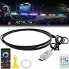 Gomety Automobilinis Led vidaus apšvietimas, 110 cm Rgb Usb prievado automobilio aplinkos apšvietimo Led juosta su programėlės valdymu ir nuotoliniu valdymu, 200 scenų parinkčių, neoninis dinamiškas vejantis muzikos sinchronizavimas dovanos vyrams moterim