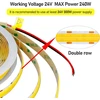 Goming 24 V 10 m dvigubos eilės Cob Led juosta šiltai balta 3000 K Led juosta 600 Led/m Led juosta lipni Cri 93+ didelis ryškumas 20000 lm ne vandeniui atspari Ip20 namų dekoravimui (maitinimo šaltinis neįtrauktas)