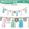 Gorgecraft medvilnės gėlių kutų girlianda 1.28 m boho pastelinių kutų girlianda su mediniais karoliukais ramunėlių rožiniais ir mėlynais kutais sienų pakabinama girlianda reklaminė juosta vakarėlio dekoracija kambariui miegamajam
