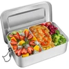 Goshies Bento dėžutė iš nerūdijančio plieno 1400 ml su skyrikliais ir sandarinimo žiedu, pietų dėžutė su skyreliais ir sandarinimo žiedu, nerūdijantis plienas su skyreliais