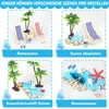 Grantop 33 paplūdimio mikro peizažo rinkinys, mini paplūdimio dekoracijos, mini gulto kėdė, maža palmės dekoracija, prašmatnus miniatiūrinių ornamentų rinkinys, miniatiūrinė dekoracija "pasidaryk pats" zen sodo dekoravimui