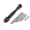 Grąžtų rinkinys, 0,3–3,6 mm griebimo diapazono grąžto griebtuvas rankinis grąžtas su 25 Hss grąžtais medžio gręžimo įrankis tikslus rankinis grąžtas menui, amatams, papuošalų kabinimui ar suvenyrams