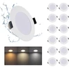 Grebeam 12 vnt. 5 W Led vonios kambario prožektorių rinkinys, 450 lm, Ip65 Led prožektoriai, šiltai balta, neutrali balta, šalta balta, 3000 K/4000 K/6000 K, įleidžiamas Led prožektorius, 230 V, išpjovos skylės dydis: skersmuo