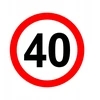 Greičio apribojimo lipdukas 40 km/h, ženklas Ø12 cm