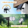 Grifema gd251-2, led saulės šviestuvai lauko sodui, 5 režimai, 3000 k šilta balta saulės prožektorius, 2 vnt. saulės šviestuvų rinkinys laukui, ip65 atsparus vandeniui sodo apšvietimas, skirtas takui, kiemui, vejai