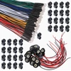 Gtiwung 50 x iš anksto laiduotų šviesos diodų, diodų lemputė, 12 V iš anksto laiduota lemputė, 3 mm šviesos diodai su 20 cm kabeliu (5 spalvos, po 10 vienetų) + 50 vienetų 3 mm šviesos diodų tvirtinimo žiedai plastikiniai + 10 vienetų 15 cm 9 V T tipo bat