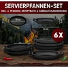 Gusskönig serviravimo keptuvių rinkinys - 6 ovalios ketaus keptuvės griliui - mažos ketaus keptuvės 11 x 19 cm - degintos mini keptuvės