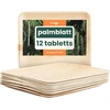 Haago 12 palmių lapų padėklų (25 x 30 cm, stačiakampiai) kompostuojami ir vienkartiniai - draugiški aplinkai piknikams ir lauke - tinkami šaldikliui ir mikrobangų krosnelei