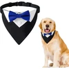 Hacraho formalus šuns smokingo bandana, 1 vnt., reguliuojama, mėlyna, vestuvinė apykaklė su peteliške ir kaklaraiščiu, smokingo bandana su apykakle vidutiniams dideliems šunims, didelė