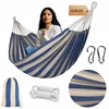 Hage Boho dryžuotas sodo turistinis hamakas 100x200cm 150kg mėlynai-baltas