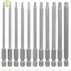 Haisheng Torx antgalių rinkinys, ypač ilgas magnetinis atsuktuvas 100 mm Torx su skylute, šešiabriaunis kotas, elektrinis atsuktuvas T6-t40 S2 plieno žvaigždės galvutė, 11 dalių