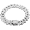 Halukakah Diamond Cuban grandinėlė vyrams, padengta 24 karatų tikru auksu/platina, balto aukso spalvos sidabro vermeil, 15 mm deimantinė aukso grandinėlės vėrinys-apyrankė, laboratoriniai deimantai su rėmeliais, su dovanų dėžute