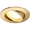 Hcfei Led įleidžiamas prožektorius, reguliuojamas, matinis aukso spalvos, apvalus, pasukamas, 5 W, plokščias, 230 V, įleidžiamas prožektorius, 68 mm gręžimo skylė, 120° spindulio kampas, šilta balta, 3000 K (6 vnt.)