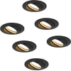 Hcfei led įleidžiamas šviestuvas, reguliuojamas, juodas, pasukamas, 5 w, plokščias, 230 v, įleidžiamas šviestuvas, 68 mm gręžimo skylė, 120° spindulio kampas, šilta balta, 3000 k (6 vnt.)