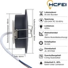 Hcfei led įleidžiamas šviestuvas, reguliuojamas, juodas, pasukamas, 5 w, plokščias, 230 v, įleidžiamas šviestuvas, 68 mm gręžimo skylė, 120° spindulio kampas, šilta balta, 3000 k (6 vnt.)