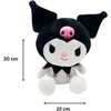 Hello Kitty minkštas žaislas 30 cm - Kuromi dizainas iš Sanrio pliušinių žaislų kolekcijos | Minkštas Hello Kitty pliušinis žaislas, puikiai tinkantis gerbėjams ir kolekcionieriams, Hello Kitty pliušinis žaislas vaikams ir suaugusiems