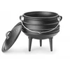 Hendi ketaus puodas ant 3 kojų su svirtimi ir dangčiu, skirtas potjiekos, atvirai ugniai, potjie raganos katilas, olandiškas orkaitė, 6 l, skersmuo 245 x (a) 280 mm, juodas