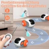 Hersance žaislas katėms savarankiškam užimtumui, interaktyvus besisukantis kamuoliukas su balso aktyvavimu ir 4 keičiamomis plunksnomis, usb įkraunamas kamuoliukas katėms, skirtas kačiukams ir šunims
