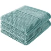 Rankšluostis Herzbach home rankšluosčių ir vonios rankšluosčių rinkinys, 100% medvilnė, raštuotas (ocean žalias / baltas, 2 vonios rankšluosčiai 70 x 140 cm)