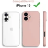 Hgh silikoninis dėklas, skirtas iphone 16 su 1 virvele, mobiliojo telefono dėklas, skirtas iphone 16, plona visapusiška apsauga su mikropluošto pamušalu, atsparus įbrėžimams apsauginis dėklas, skirtas iphone 16 6,1 colio rožinis
