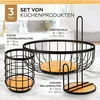 Hikitchen® [3 dalių rinkinys: vaisių krepšiai, vaisių dubenys, virtuvinio popieriaus laikiklis, virtuvės įrankių laikiklis, virtuvės įrankiai, laikymo indai, dekoratyvinis dubuo, juodas, metalinis, bambukinis]