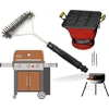 Hmh -shop grilio šepetys su nerūdijančio plieno šereliais, grilio priedai, valymo šepetys kepimo grotelėms, 30 cm vielinis šepetys, bbq šereliai iš 3 pusių, trijų pusių grilio šepetys, grilio valiklis dujiniam griliui, anglims