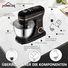 Homelux maisto kombainas 1800 W, minkymo mašina su 8 litrų nerūdijančio plieno dubeniu, 6 greičio lygiai, Led jutiklinis ekranas, šluotelė, tešlos kablys, plakiklis ir apsauga nuo purslų, juodas