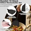 Homikit virtuvės įrankių rinkinys, 10 dalių silikoninių virtuvės įrankių rinkinys su įrankių laikikliu, nelipnūs karščiui atsparūs virtuvės įrankiai kepimui, sveiki ir tinkami plauti indaplovėje