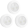Honwell Led Puck lempos, maitinamos baterijomis, itin plona spaudžiama lempa su 60 liumenų, jutiklinė lempa, klijuojamas apšvietimas po spintele, idealiai tinka spintelėms ir spintoms, 3 vnt., balta