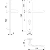 Hoppe Verona svirtis ant ilgos plokštelės cilindro spynos išėmimas 88 mm durų storiui 37–47 mm, anoduotas sidabras