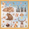 Horaldaily rudens rinkinys, 173 vnt., langų lipdukai, klipsai, padėkos dienos derliaus langų lipdukai su gyvūnais ir lapais, langų lipdukai namų vakarėliui, parduotuvės langų stiklo dekoravimui