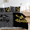 Hosima karūnos patalynės komplektas suaugusiems, berniukams ir mergaitėms, juodas pilkas karališko dydžio antklodės užvalkalas su 2 pagalvių užvalkalais (queen L)