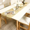 Hosoncovy Pvc stalo takelis su išpjovomis, neslystantis, dekoratyvinis padėkliukas su lapais namų vakarėliams, virtuvei, valgomajam, vestuvių dekoravimui (180cm*35cm) (auksinis)