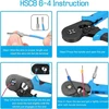 Hsc8 6-4 0.08-10 mm² savaime prisitaikantis vielos antgalių užspaudimo įrankių rinkinys, antgalių užspaudimo replės, vielos nuėmiklis, automatinis užspaudimo įrankis izoliuotiems, neizoliuotiems vielos lynų reketiniams kabelių antgaliams