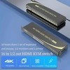 Huasion Kvm jungiklis 16 prievadų Hdmi 2.0 Kvm jungiklis palaiko sparčiuosius klavišus, 4k@60hz 4:4:4, 1080p 3d, 16 kompiuterių / nešiojamųjų kompiuterių bendrinimas su vienu klaviatūros ir pelės komplektu