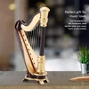 Hztyyier medinės mini arfos modelio kopija su dailia dėžute, muzikos instrumento miniatiūrinė dekoracija namų kavos ornamentui