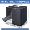 Ibc konteinerio uždangalas 1000l, 420d ibc konteinerio tentas, atsparus dulkėms, anti-uv su vandeniui atspariu užtrauktuku ir skaidriu langu lauko 275 galonų vandens talpai (120 x 100 x 116 cm)