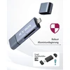 Icy Box Ib-cr201-c3 Sd kortelių skaitytuvas su Usb 3.0, skirtas Sd ir Micro Sd, 3 Usb jungtys (usb-c, Usb-a, Micro Usb), Otg, aliumininis