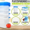 Idea-station šaldymo indelių rinkinys, 4 vnt. – 1000 ml – sukraunami šaldymo indeliai su dangteliais – nedūžtantys indeliai šaldymui – saugūs maistui ir be Bpa