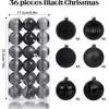 Idota 36 Kalėdiniai žaisliukai 6 cm nedūžtantys Kalėdų eglutės žaisliukai plastikiniai juodi Kalėdiniai žaisliukai kabantys Kalėdų eglutės papuošimai Kalėdų eglutei
