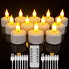 Įkraunamos Led arbatinės žvakės, 12 vnt. su nuotolinio valdymo pulteliu