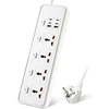 Ilginimo laidas su usb lizdais, 4 krypčių lizdai su 4 usb-c prievadais ir 2 usb prievadais, 3250 w vienas jungiklis, 1,8 m ilginimo laidas su apsaugotomis maitinimo juostomis, eu multi kištukinis adapteris, baltas