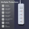 Ilginimo laidas su usb lizdais, 4 krypčių lizdai su 4 usb-c prievadais ir 2 usb prievadais, 3250 w vienas jungiklis, 1,8 m ilginimo laidas su apsaugotomis maitinimo juostomis, eu multi kištukinis adapteris, baltas