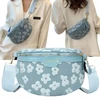 Imiti moteriška rankinė-saszetė crossbody, nešiojama ant peties, talpi, mėlyna, gėlėta